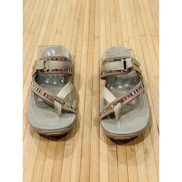 Skechers ‘Reggae Mad Swag’ Tan Sandals With Multicolored Trim Sz 10 EUC - Picture 5 of 11